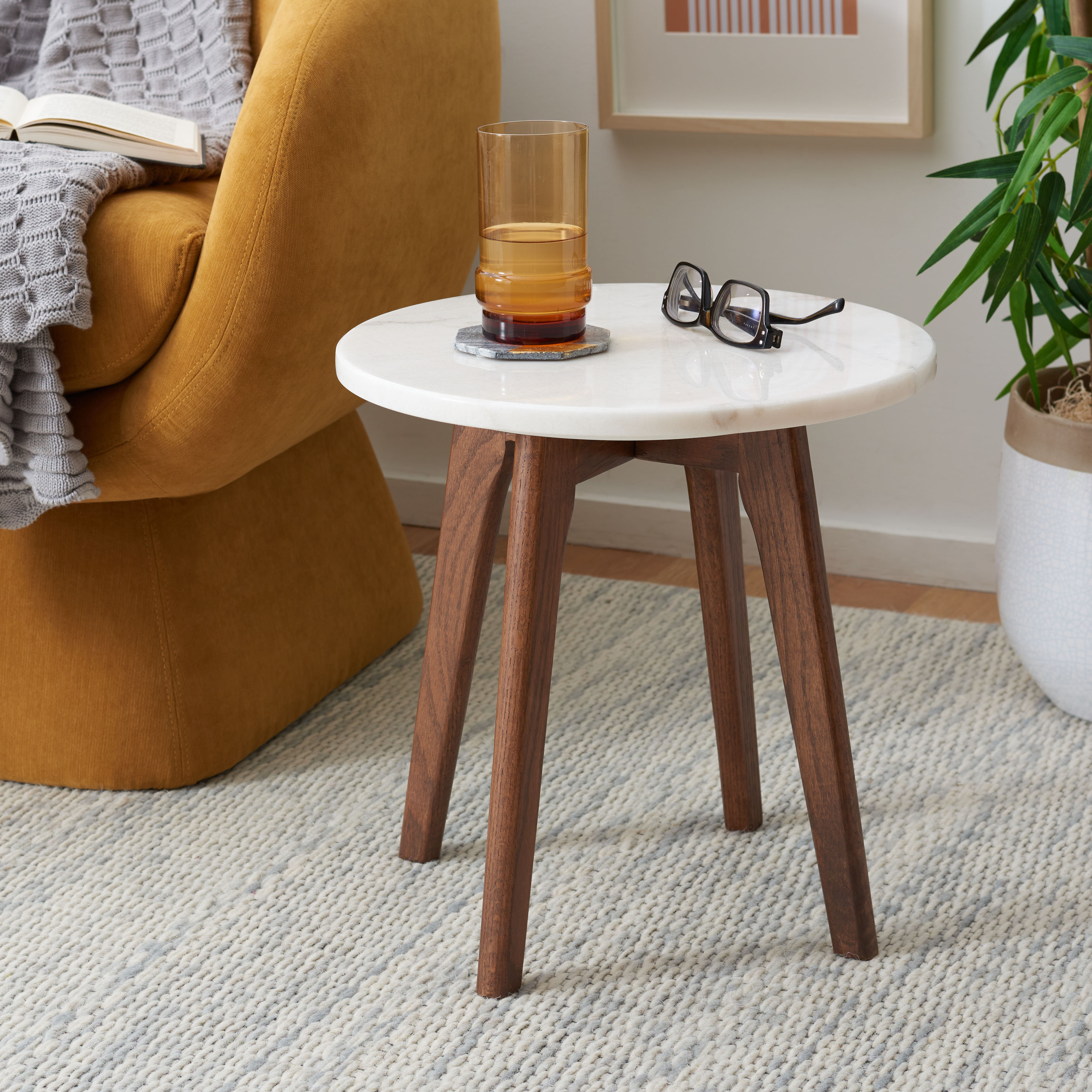 Round Marble popular End Table